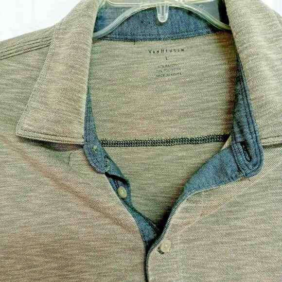 Van Heusen Mens Polo Shirt Large Heather Green Short Sleeve Casual Golf Top - Picture 5 of 11